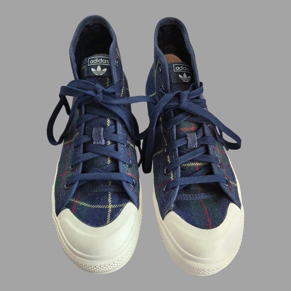 adidas Navy Plaid High-Top Sneakers - Picture 7 of 10